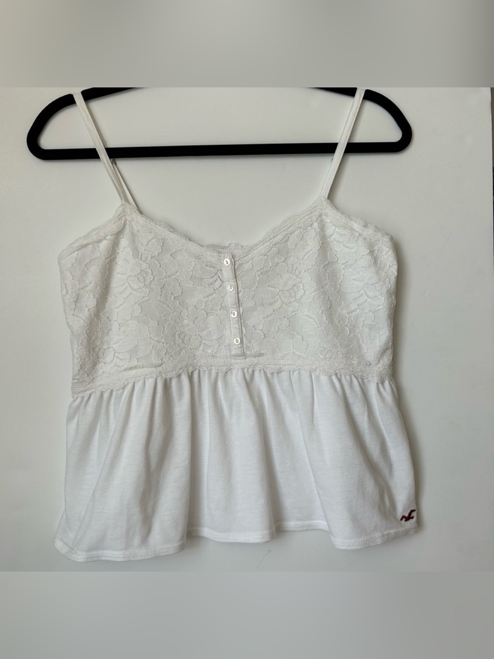 Hollister White Flowy Lace Swing Camisole Tank Top Shirt Top Adj Straps Sz S